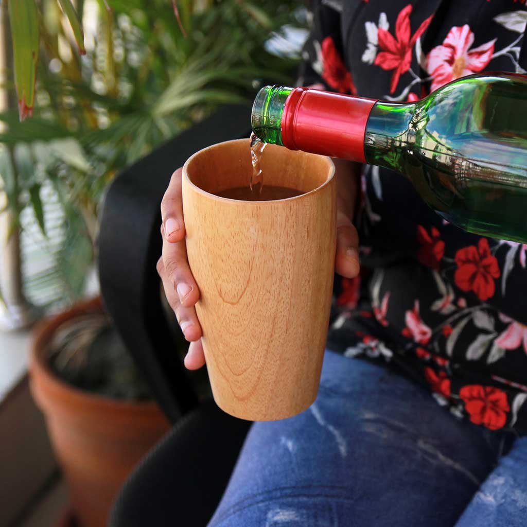 Personalized Wooden Tall Drinking Glass(10 oz/300ml) | Birthday Gift For Coffee Lover