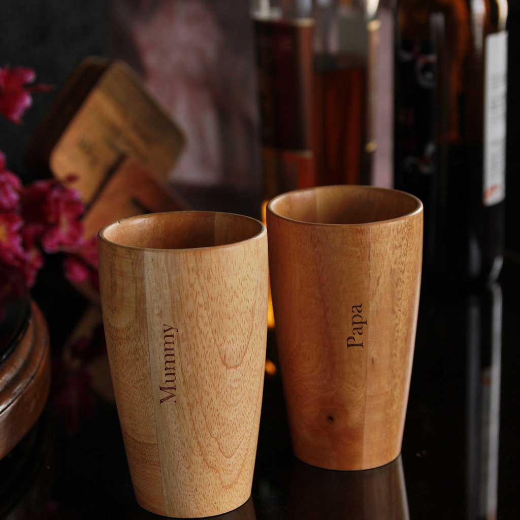Personalized Wooden Tall Drinking Glass(10 oz/300ml) | Birthday Gift For Coffee Lover