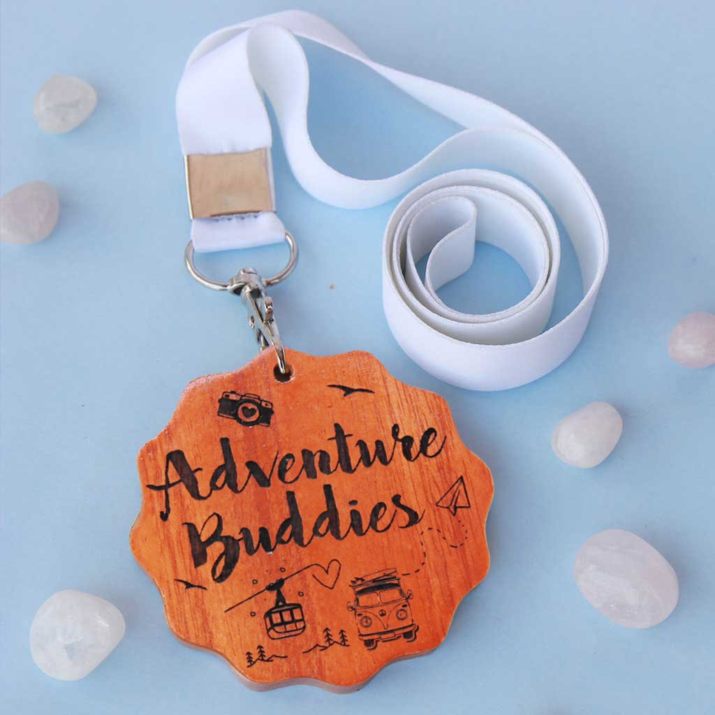 Adventure Buddies Wooden Medal. A Trophy Medal Gift For A Friend Who Loves To Travel. This Custom Medal Is One Of The Best Gifts For Travel Lovers &amp; Adventure Lovers. Buy Unique Award Medals Online From The Woodgeek