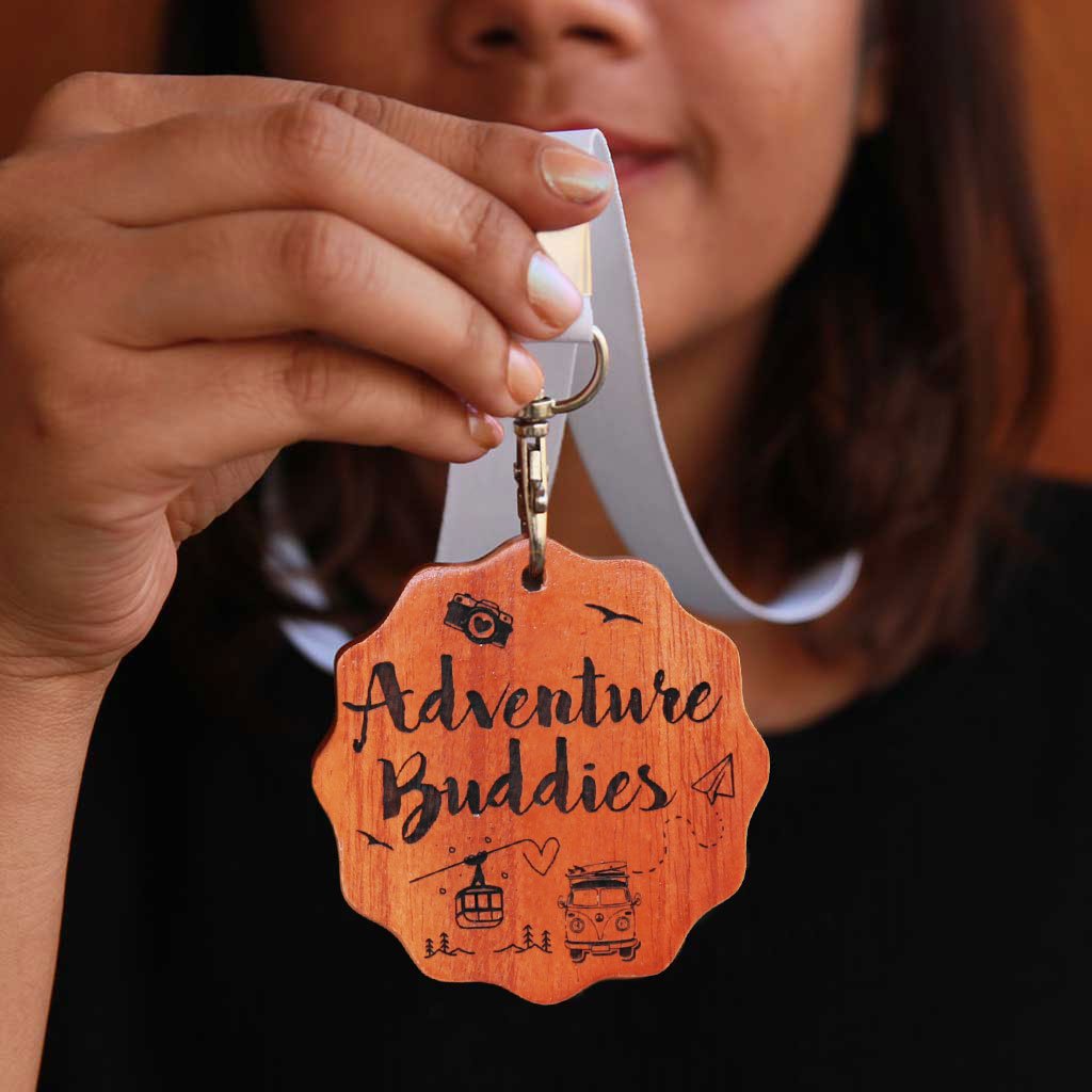 Adventure Buddies Wooden Medal. A Trophy Medal Gift For A Friend Who Loves To Travel. This Custom Medal Is One Of The Best Gifts For Travel Lovers &amp; Adventure Lovers. Buy Unique Award Medals Online From The Woodgeek