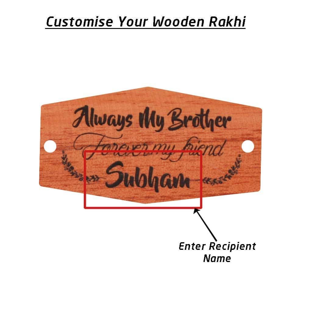 Personalised Rakhi With Name - Wooden Rakhi