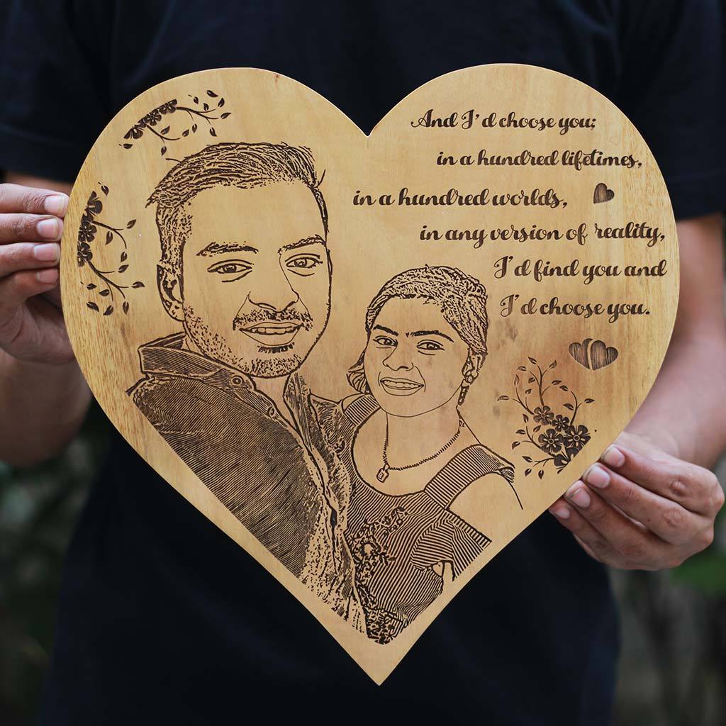 And I'd choose you, in a hundred lifetimes, in a hundred worlds. In any version of reality, I'd find you and I'd choose you Wooden Frame - Photo on Wood - Personalized Wooden Plaque in Birch Wood by Woodgeek Store