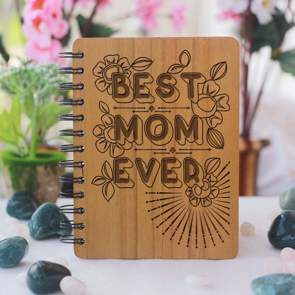 Best Mom Ever Personalized Wooden Notebook