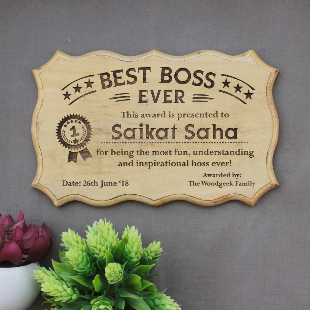 Personalized Best Boss Ever Certificate - Best Boss Award - Unique Gifts for Boss - Custom Wooden Certificates by Woodgeek Store