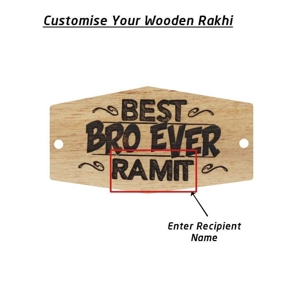 Personalised Rakhi With Name - Wooden Rakhi