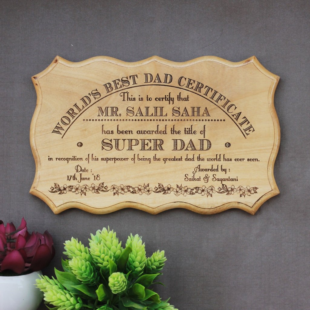 Personalized World&#39;s Best Dad Certificate - Unique Wooden Certificates - Unique Father&#39;s Day Gifts by Woodgeek Store