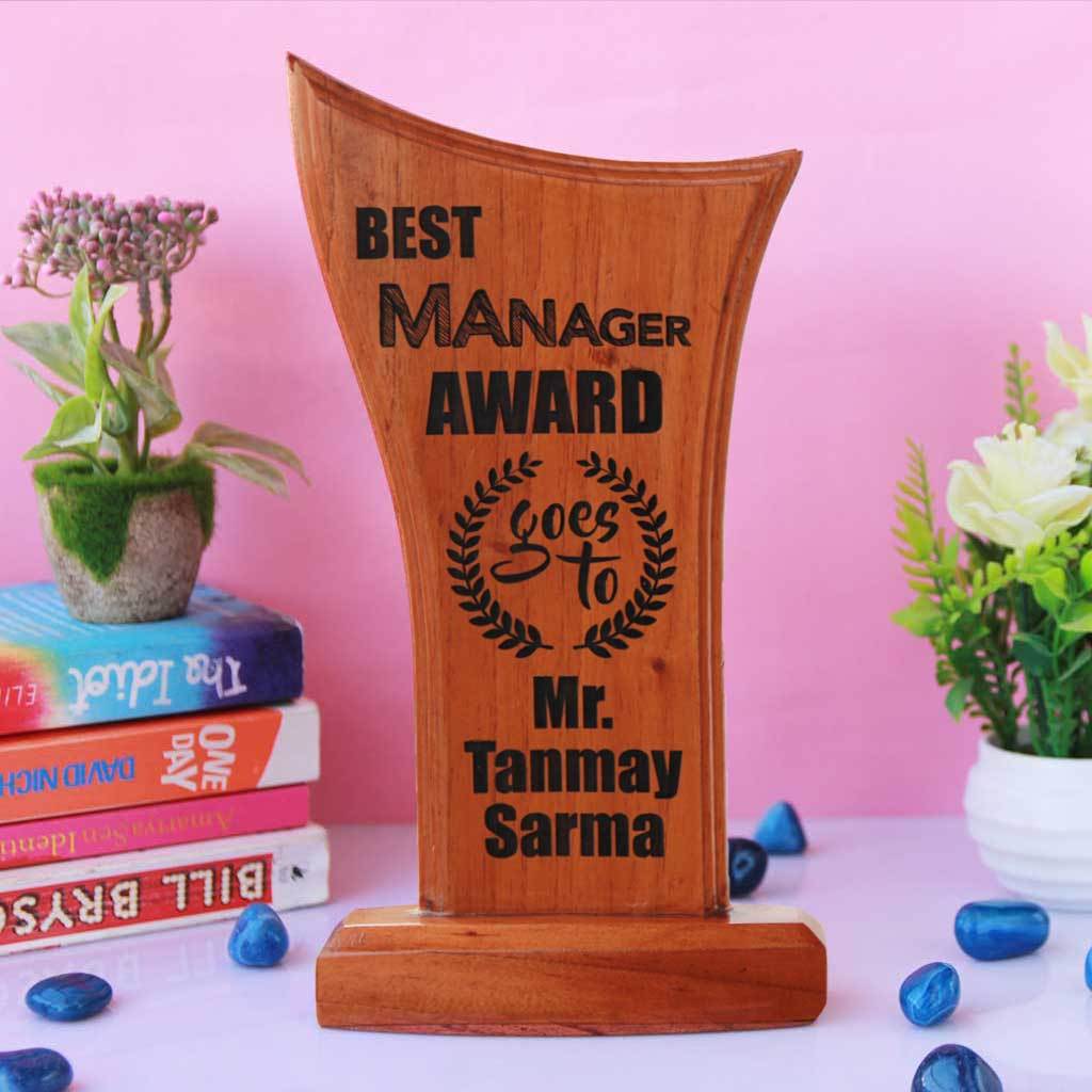 Best Manager Award & Wooden Trophy. Custom trophies make great employee appreciation gifts. Employee Recognition Awards make the best thank you gifts for managers.