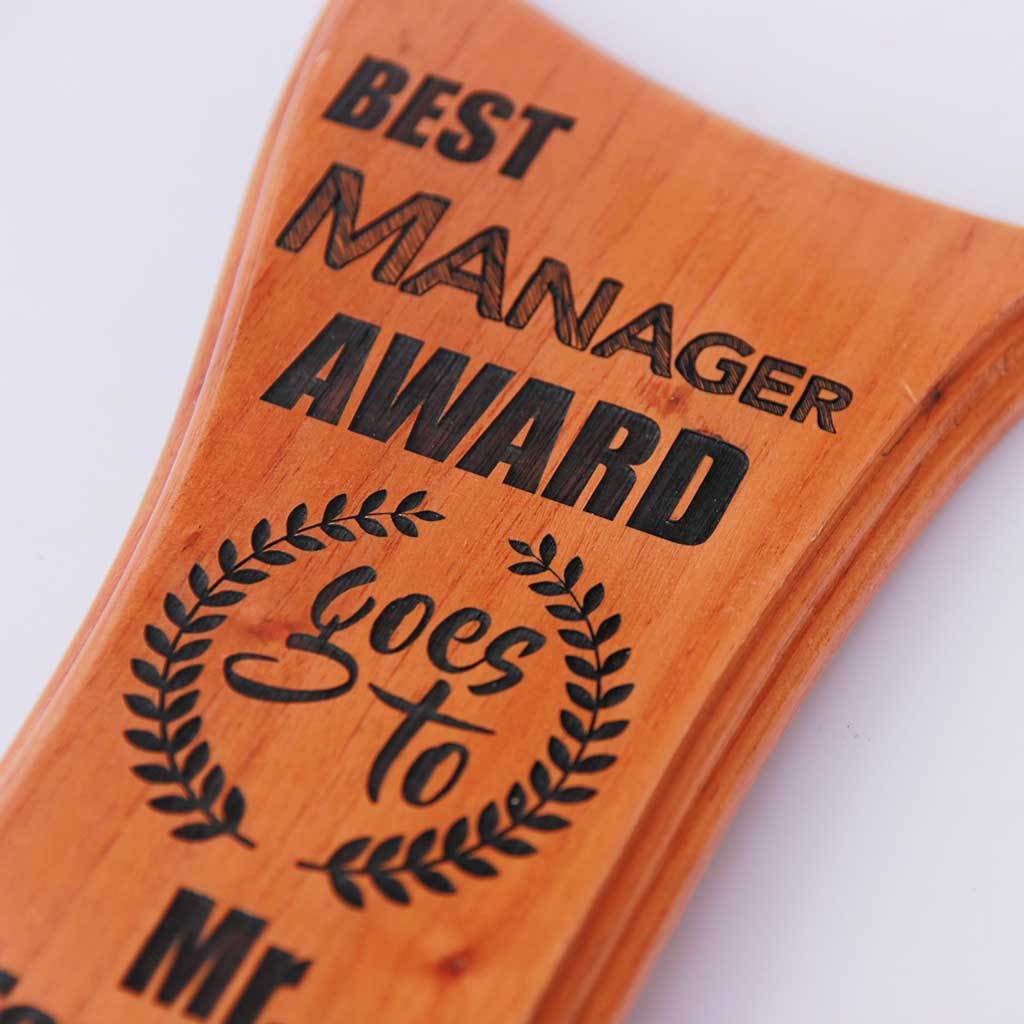 Best Manager Award & Wooden Trophy. Custom trophies make great employee appreciation gifts. Employee Recognition Awards make the best thank you gifts for managers.