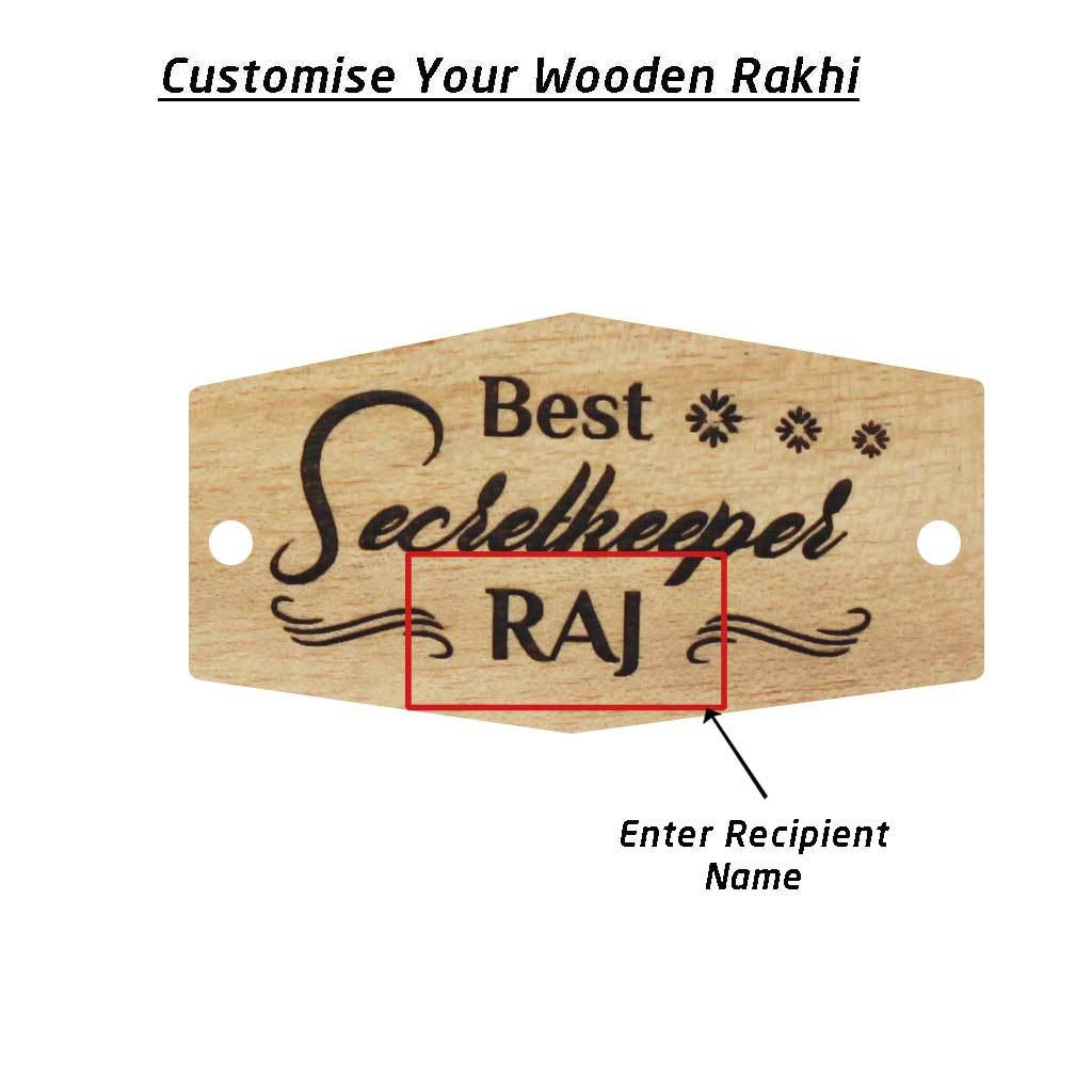Personalised Rakhi With Name - Wooden Rakhi