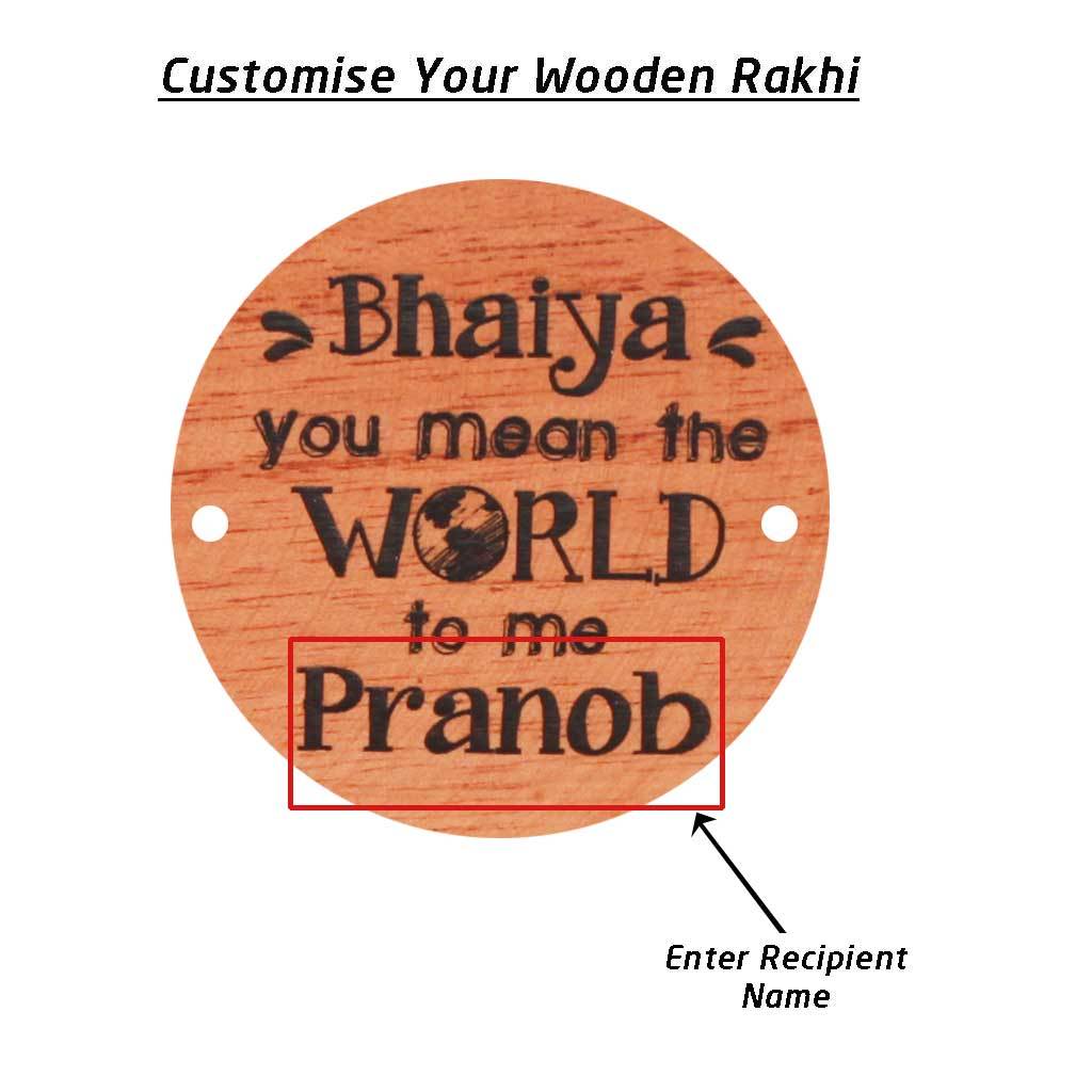 Personalised Rakhi With Name - Wooden Rakhi