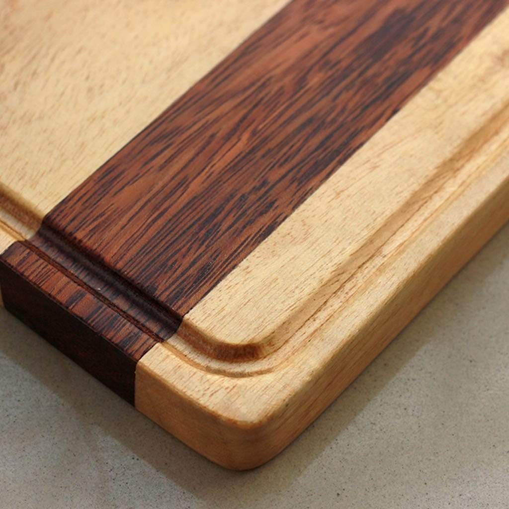Juice Groove To Avoid Spillage - Birch &amp; Walnut Striped Wooden Chopping Board - Wood Cutting Boards - Wood Chopping Block - Butcher Block Wood - Kitchen Cutting Board - Walnut Chopping Board - Best Chopping Board - Hardwood Cutting Boards - Woodgeek Store