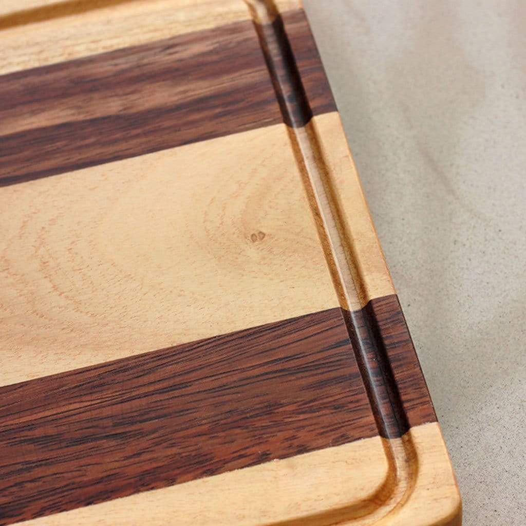 Juice Groove To Avoid Spillage - Birch &amp; Walnut Striped Wooden Chopping Board - Wood Cutting Boards - Wood Chopping Block - Butcher Block Wood - Kitchen Cutting Board - Walnut Chopping Board - Best Chopping Board - Hardwood Cutting Boards - Woodgeek Store