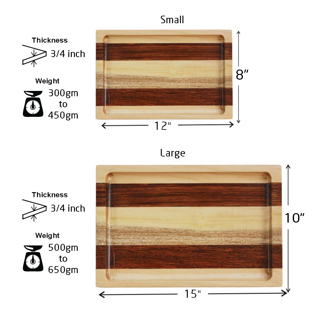 Measurement for Birch and Walnut Wooden Tray - Woodgeek Store   