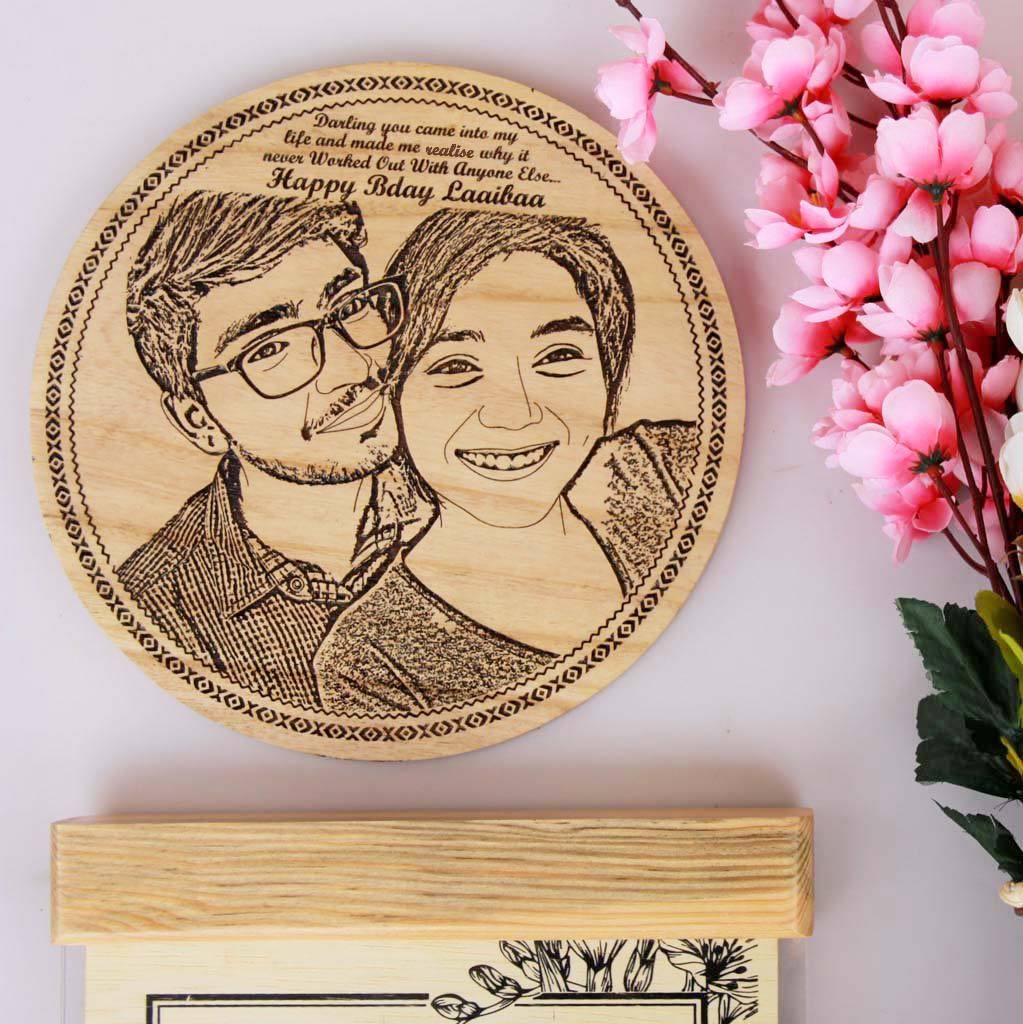 Wood Engraved Photo And Birthday Wishes. This photo on wood is the best birthday gifts for wife and birthday gift for girlfriend. These wooden posters make unique birthday gifts for her and birthday gifts for women.