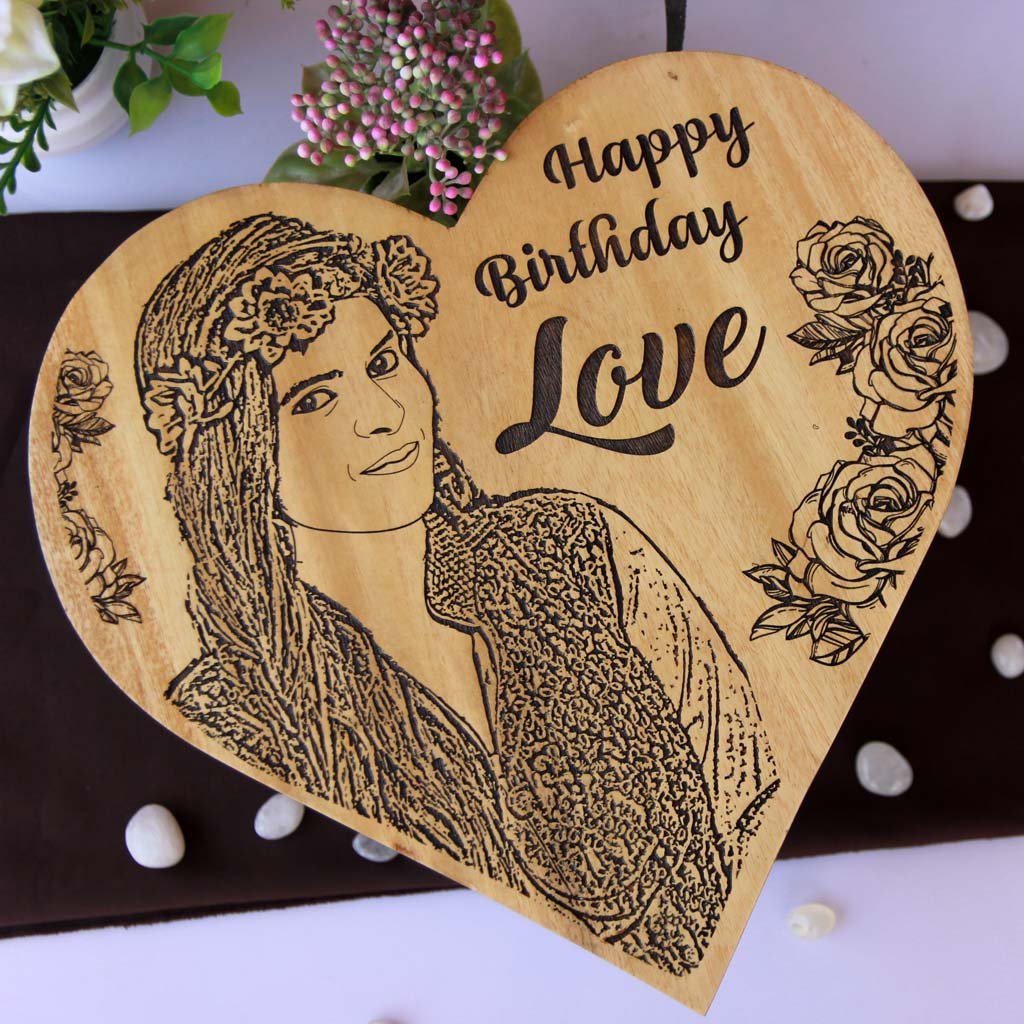 Wood Engraved Photo And Birthday Wishes. This photo on wood is the best birthday gifts for wife and birthday gift for girlfriend. These wooden posters make unique birthday gifts for her and birthday gifts for women.