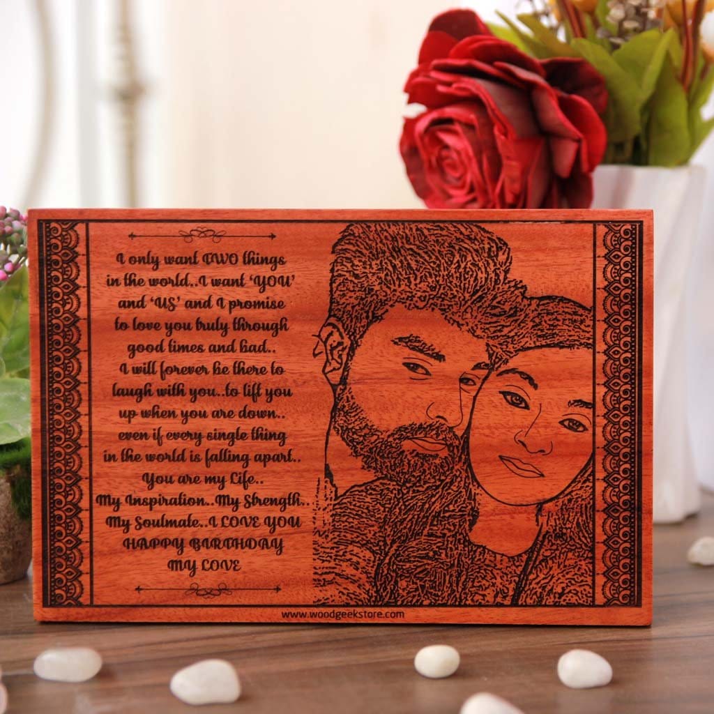 Happy Birthday My Love Custom Engraved Wooden Frame