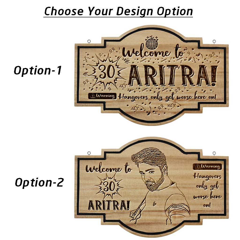 Personalized Hanging Wood Sign For Birthdays - This Birthday Plaque Is Engraved With Funny Birthday Wishes - This Personalized Wooden Plaque Makes A Perfect Birthday Gift For Friends, Family &amp; Loved Ones - This Wood Carved Sign Is Also A Great Party Accessory.