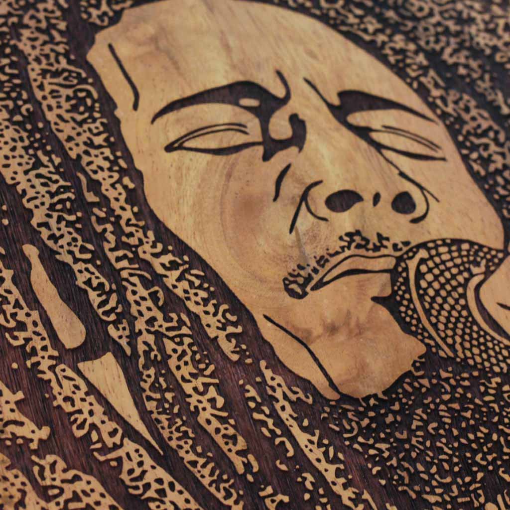 Wood Engraving - Bob Marley Wood ArtWork | Carved Wood Wall Art Decor | Rastafarian | King of Reggae | Woodgeek Store