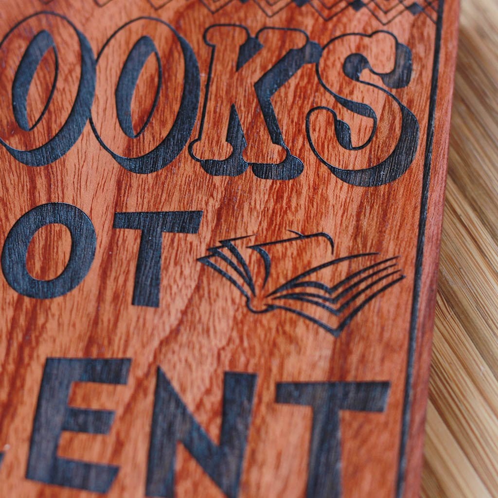Books Not Lent Here Wood Wall Decor - Carved Wooden Signs with Sayings - Gifts for Bibliophiles, Bookworms &amp; Book Lovers by Woodgeek Store