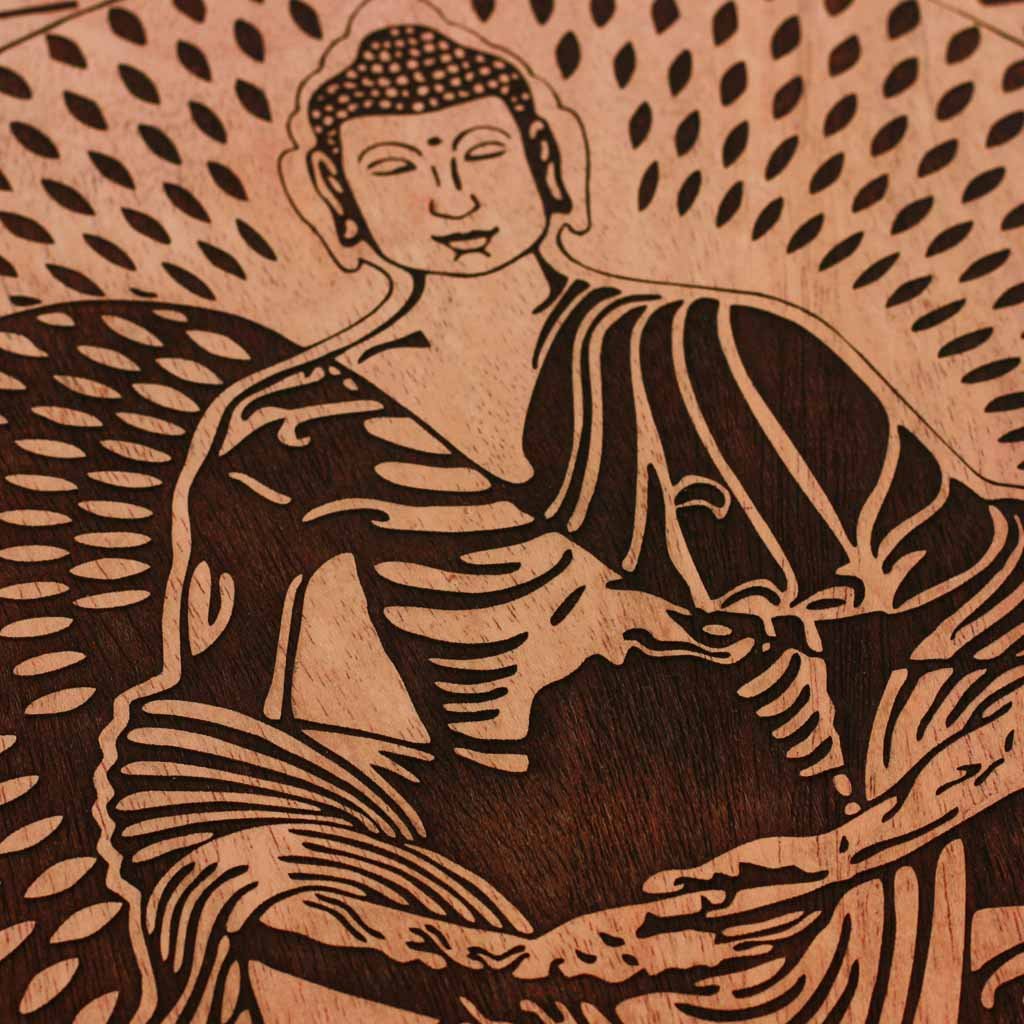 Wood Engraving - The Buddha Enlightenment Carved Wooden Poster by Woodgeek Store - Buddhism Wooden Artwork - Religious &amp; Spiritual Wood Wall Hanging - Buy Wood Wall Art Decor Online 