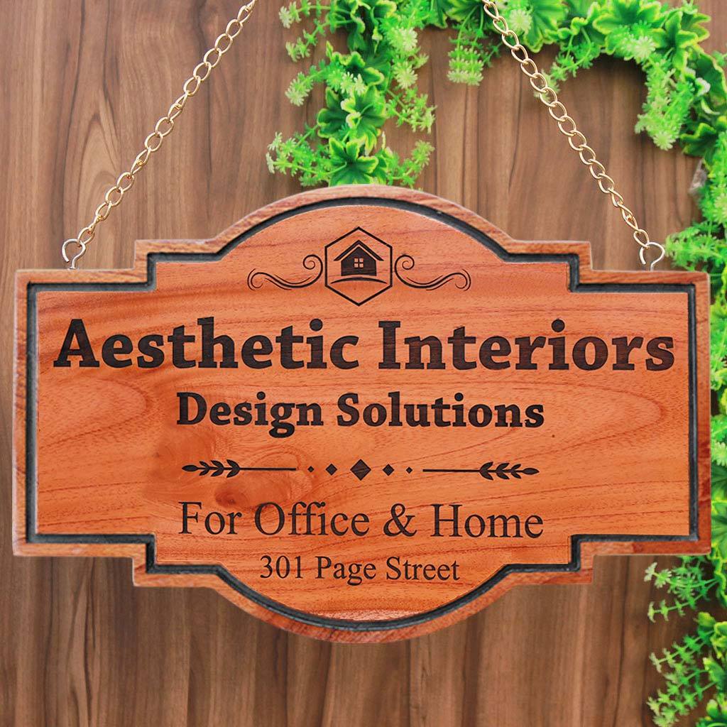 Wooden Name Plates Hanging Sign For Interior Designers. These custom name plates make attractive business signs for design companies. These office name plates are the best gifts for interior designers.