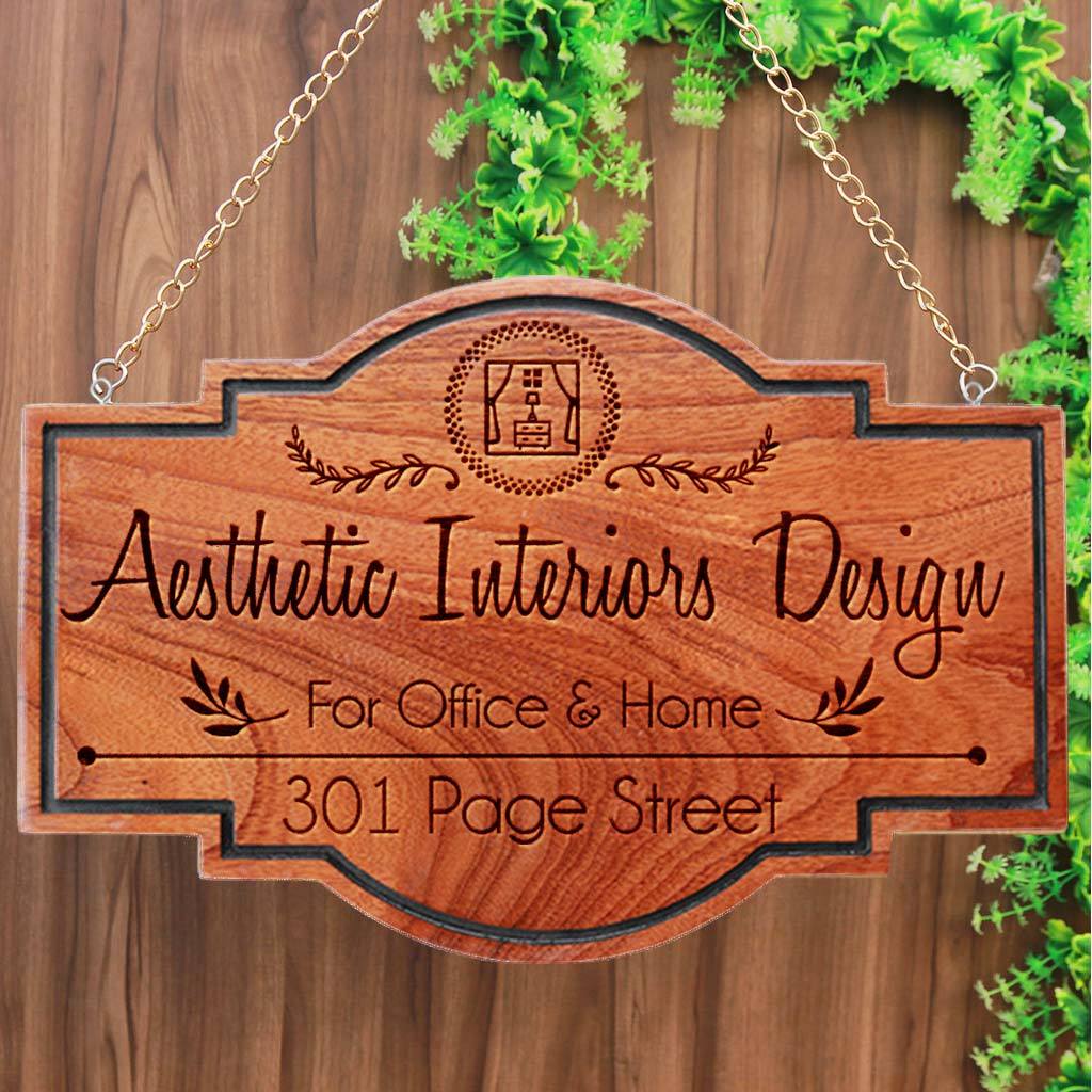 Wooden Name Plates Hanging Sign For Interior Designers. These custom name plates make attractive business signs for design companies. These office name plates are the best gifts for interior designers.