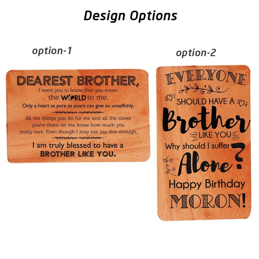 Greeting Card For Brother: Set Of Personalized Wooden Cards. These wooden cards make perfect birthday card for brother, raksha bandhan card, card for brother in law or greeting card for brother for any occasion.