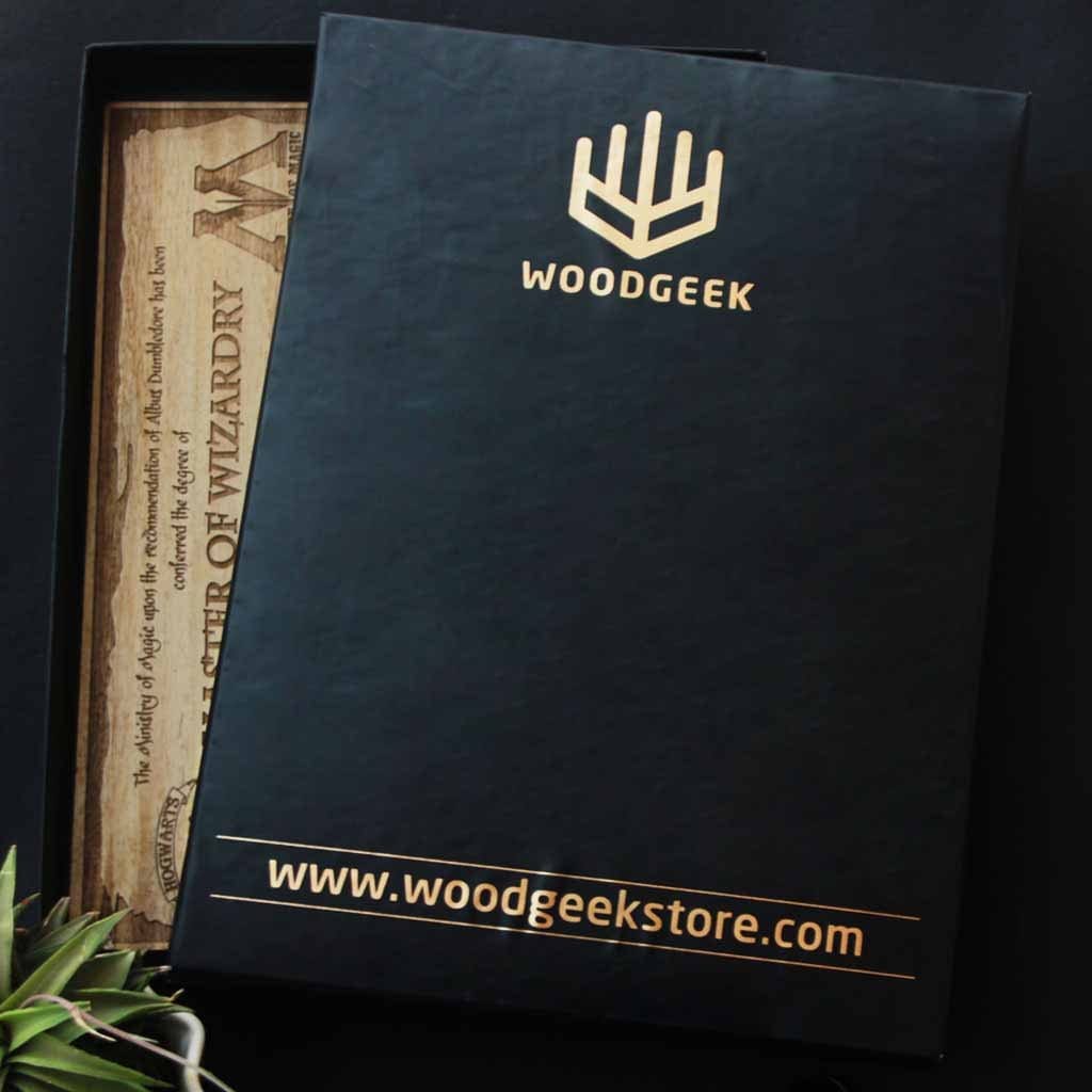 Carved Wooden Poster by Woodgeek Store Packaging
