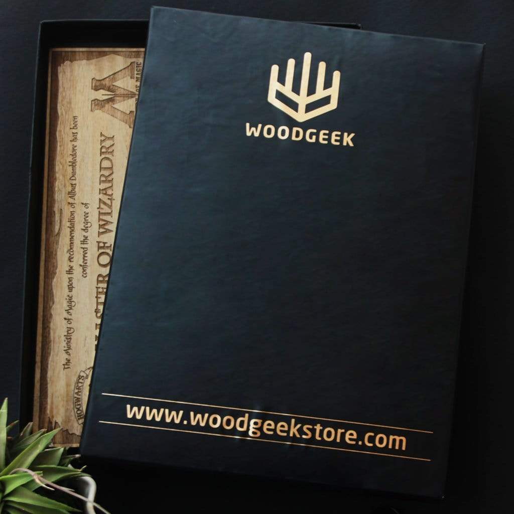 Carved Wooden Poster by Woodgeek Store Packaging for Birch &amp; Mahogany Wood