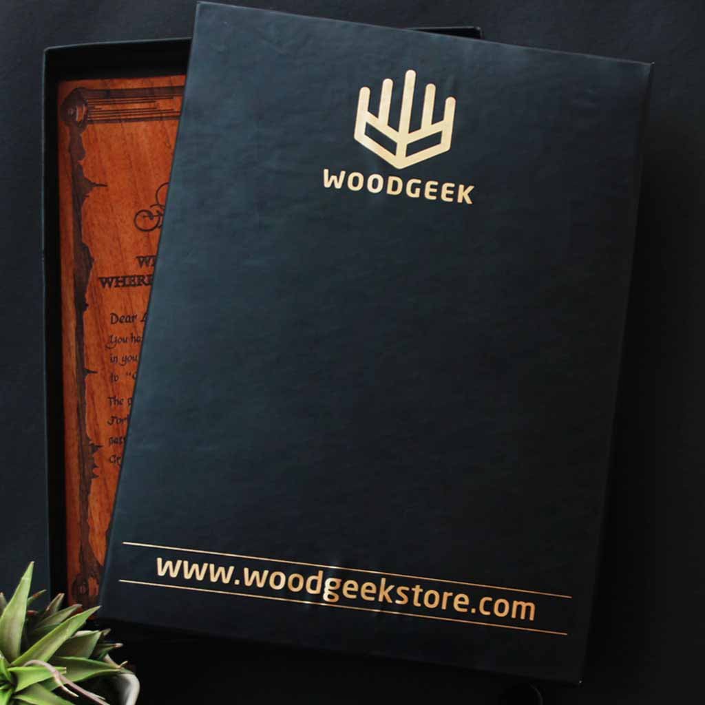 Carved Wooden Poster by Woodgeek Store Packaging