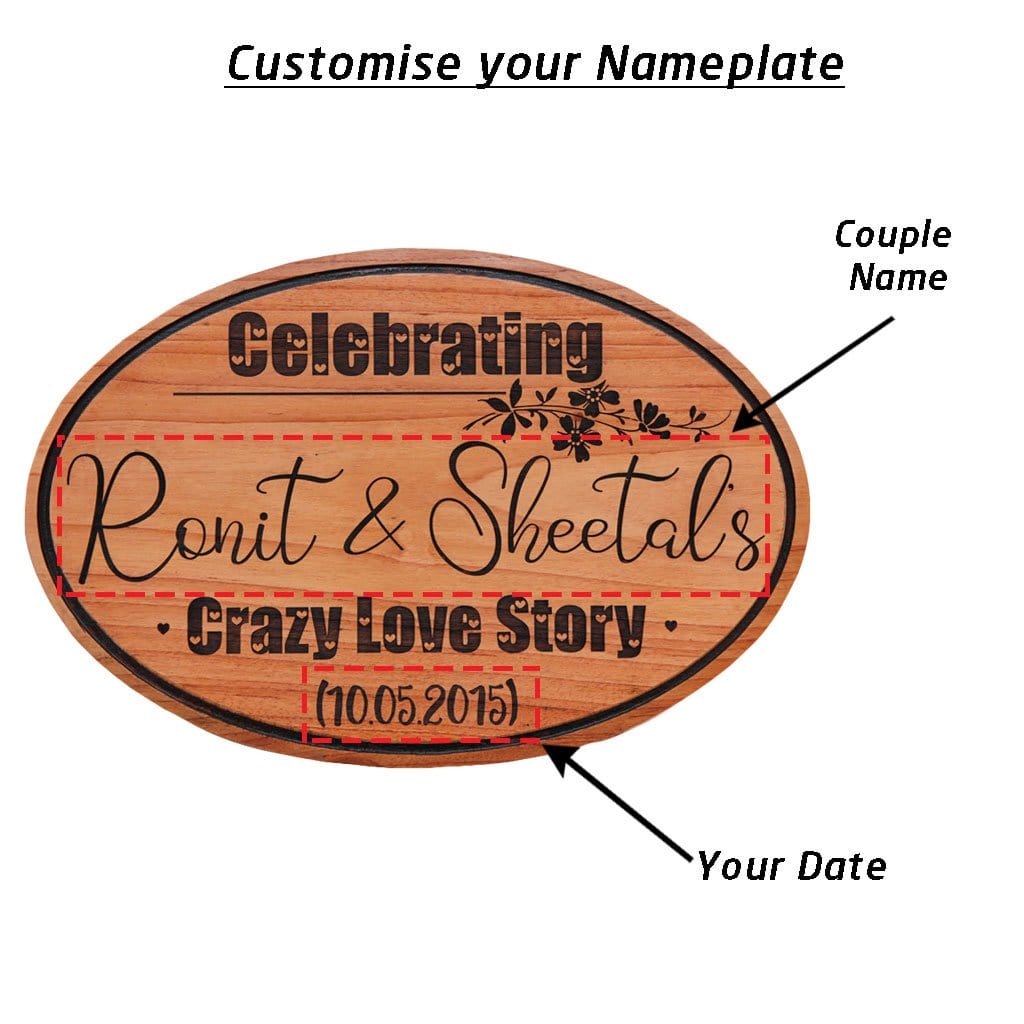 Crazy Love Story Hanging Sign. A custom wooden sign that is a great gift for boyfriend or girlfriend. This personalized wooden plaque is also a great anniversary gift and Valentine&#39;s Day gift.
