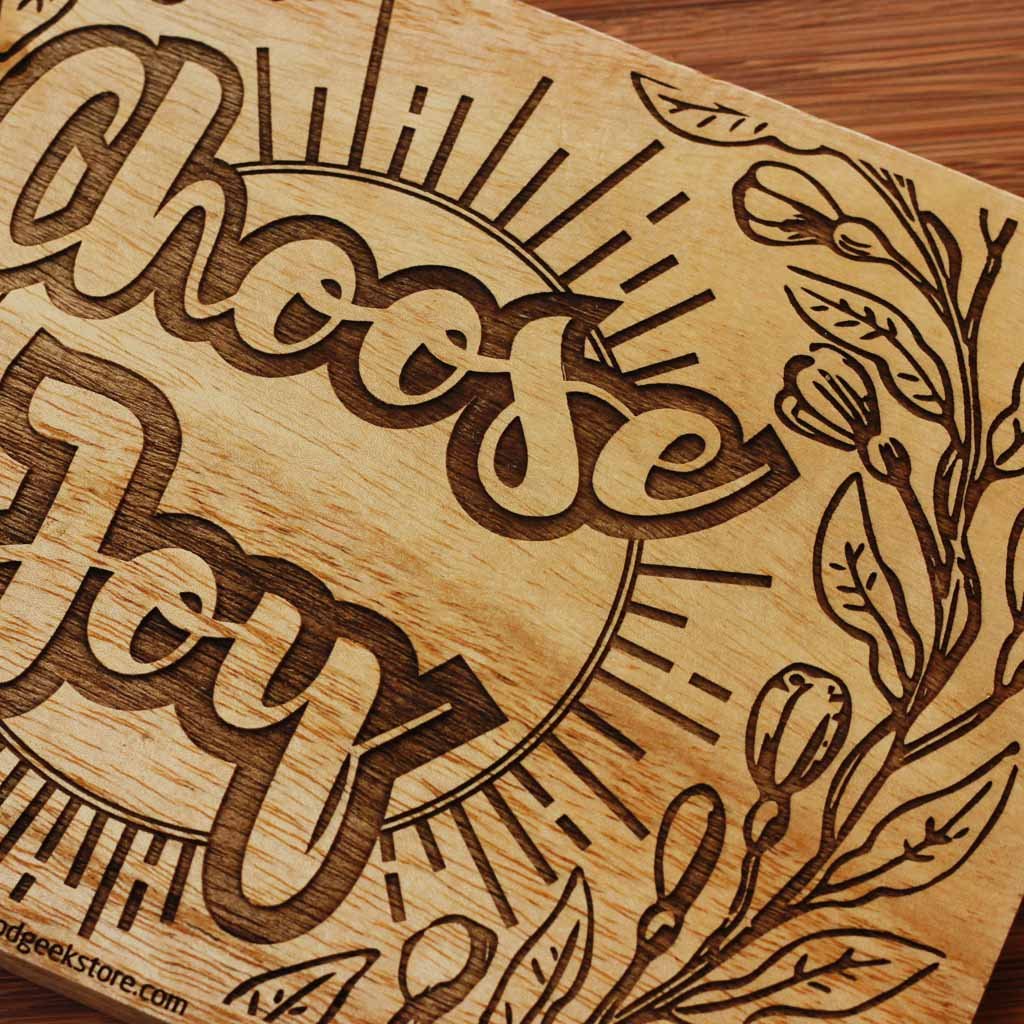 Wood Engraving - Choose Joy - Wood Wall Art - Wood Wall Posters - Wood Art - Woodgeek Store