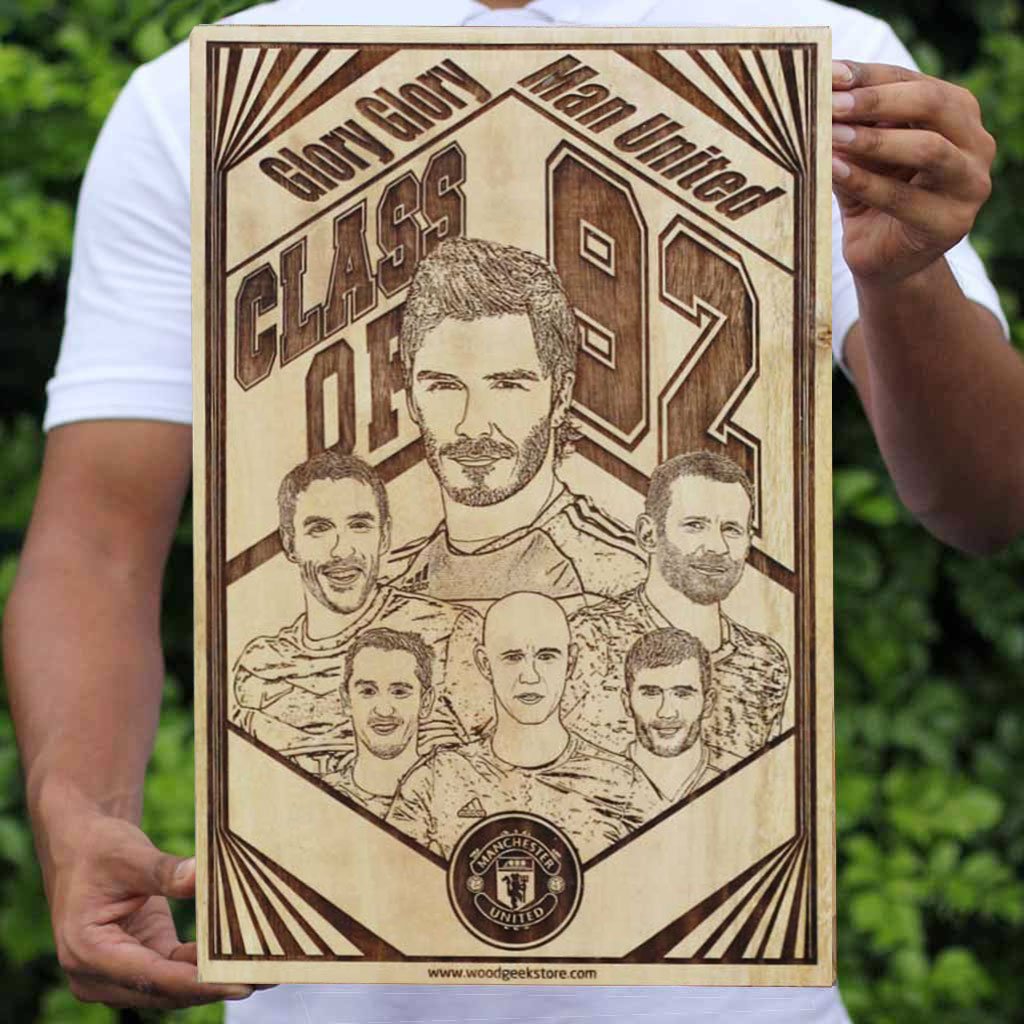 Class of 92 Wooden poster - Manchester United Wooden Wall Poster - Gifts for Football Fans by Woodgeek Store