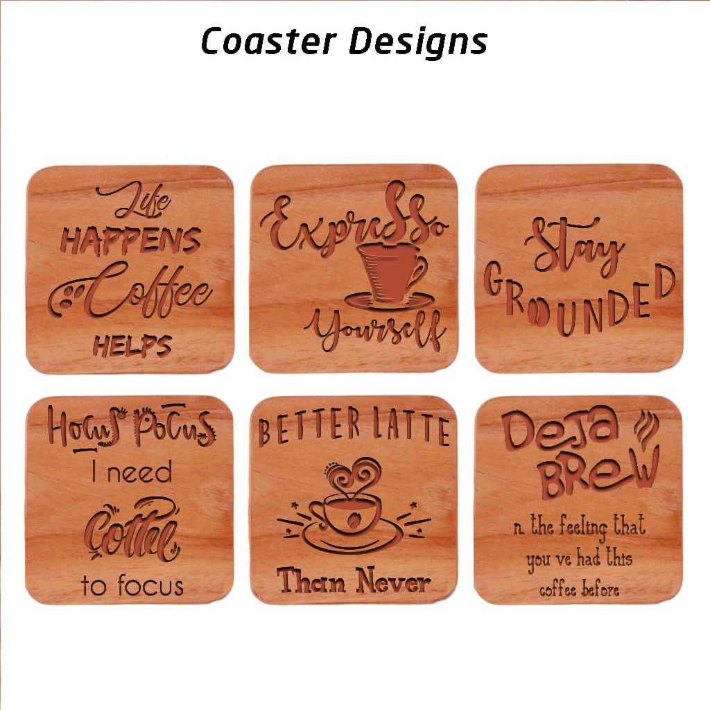 Engraved Coffee Coasters Wooden Coaster Set Gifts For Coffee