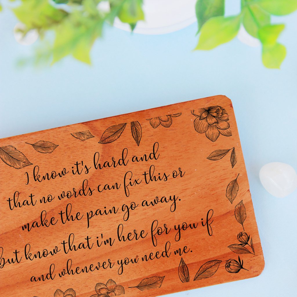 Sympathy Cards. A Set Of Personalized Wooden Cards Engraved With Condolence Note. Send condolence message to colleague or thank you for condolence notes with engraved wooden cards