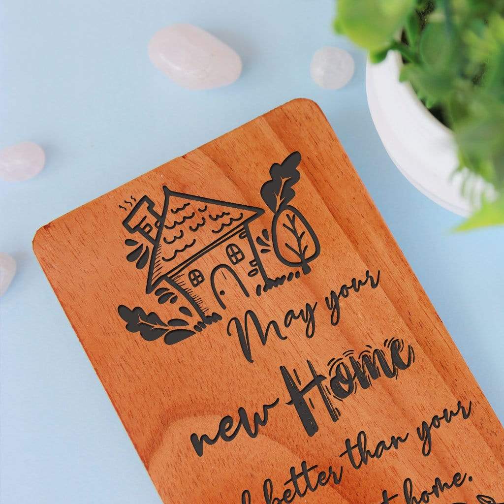 Congratulations On New Home Greeting Cards. A Set Of Personalized Wooden Cards Engraved With House Warming Wishes.Wooden cards for new home announcement, housewarming invitation card or new home wishes for friends and family