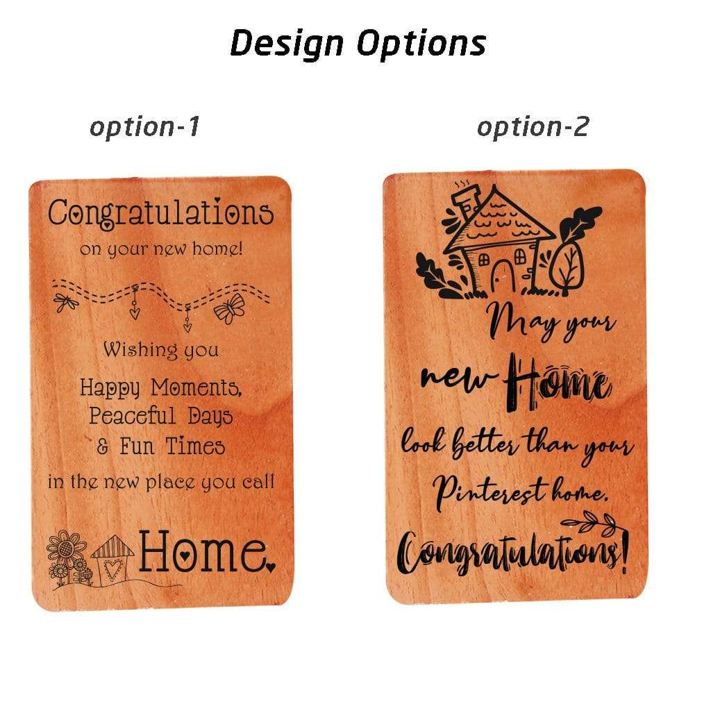 Congratulations On New Home Greeting Cards. A Set Of Personalized Wooden Cards Engraved With House Warming Wishes.Wooden cards for new home announcement, housewarming invitation card or new home wishes for friends and family