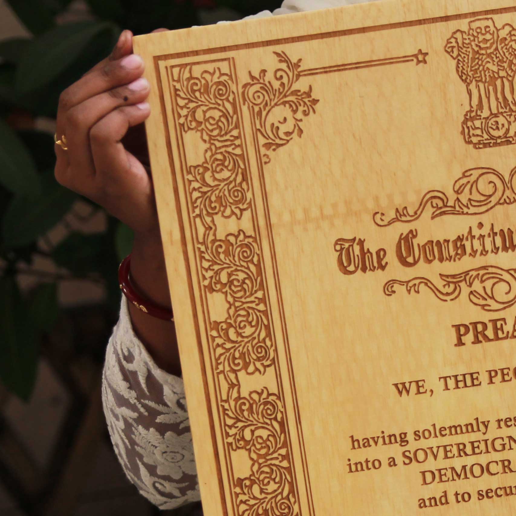 Constitution Of India Engraved In Wood | Patriotic Gift For Politicians