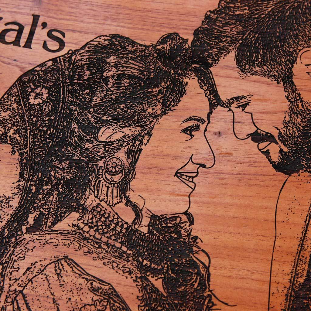 Custom Photo Engraved Hanging Wooden Sign For Anniversary. Large Hanging Sign With Photo On Wood. Looking For Photo Gifts? This Wood Engraved Photo Is The Best Gift For Husband Or Wife.