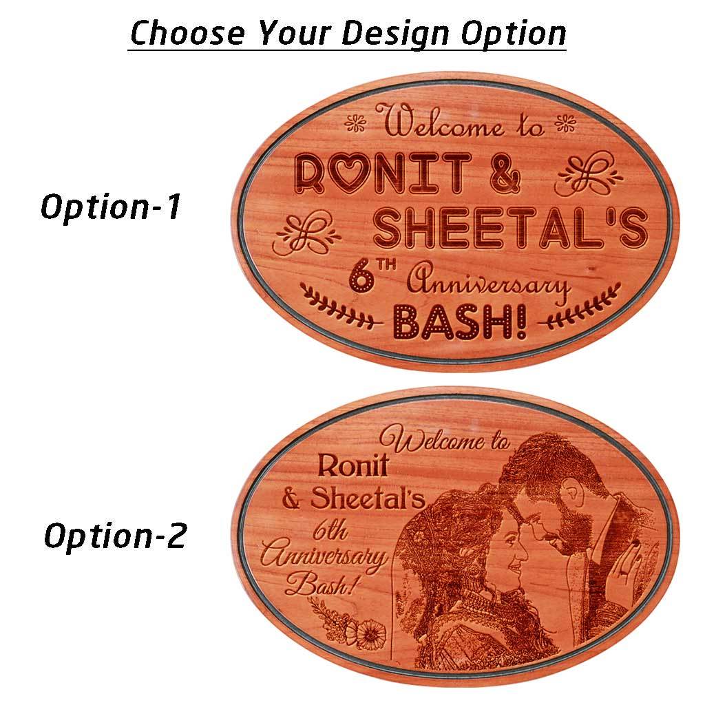 Custom Photo Engraved Hanging Wooden Sign For Anniversary