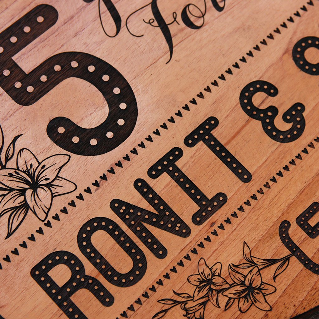 Happy Anniversary Sign - 5 Years Down Forever To Go Anniversary Plaque - Large Hanging Sign - This Engraved Wooden Plaque Makes One Of The Best Anniversary Gifts - This Wood Engraved Photo Makes A Perfect Personalized Gift