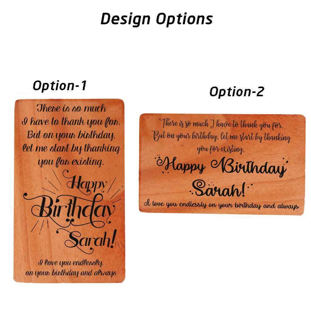Customize Your Own Wooden Birthday Cards. Birthday Card Designs. Wooden Cards