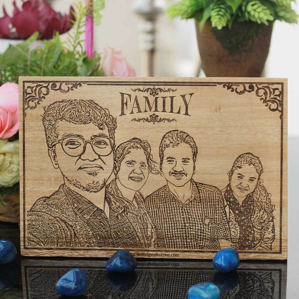 Custom Engraved Wooden Frame for Family