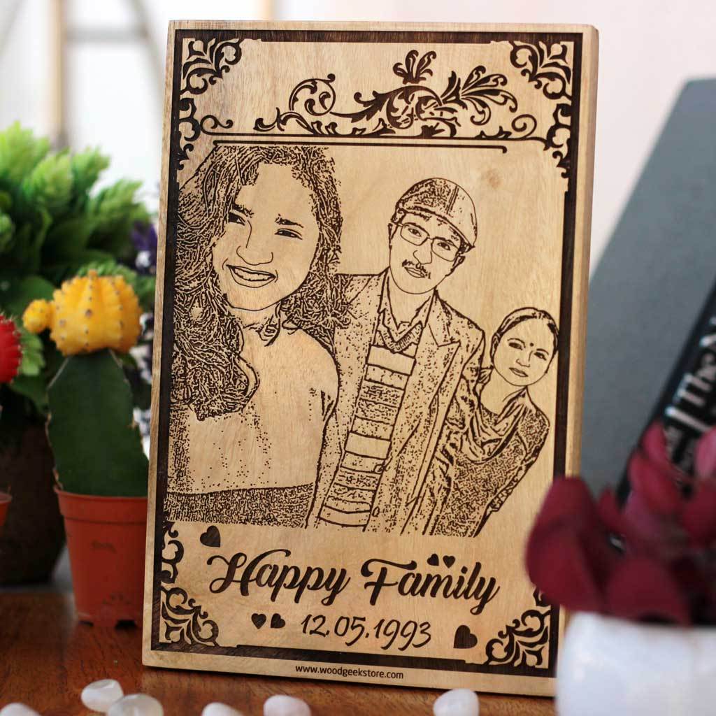 Custom Engraved Wooden Frame for Family