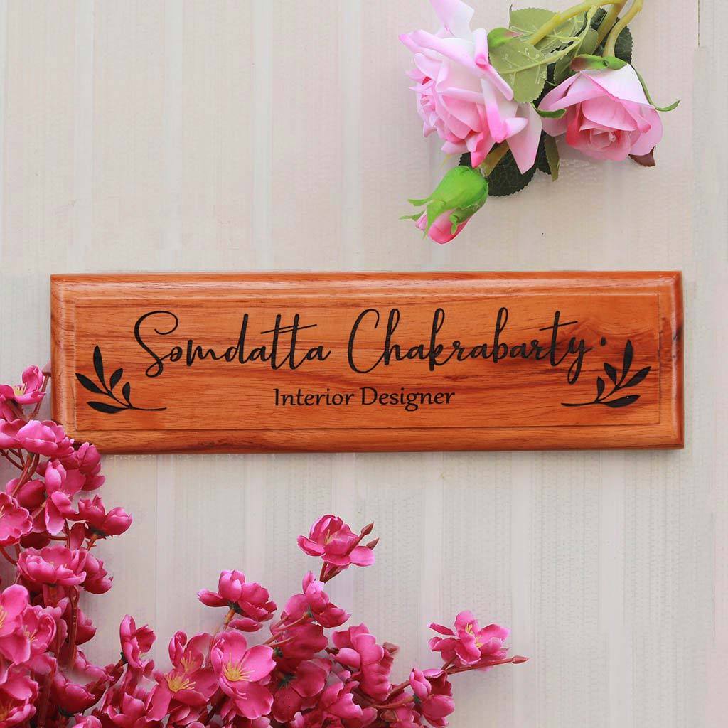 Personalized wooden nameplates for Interior Designers - Gifts for Interior Designers - Engraved Desk & Door Nameplates for Office by Woodgeek Store