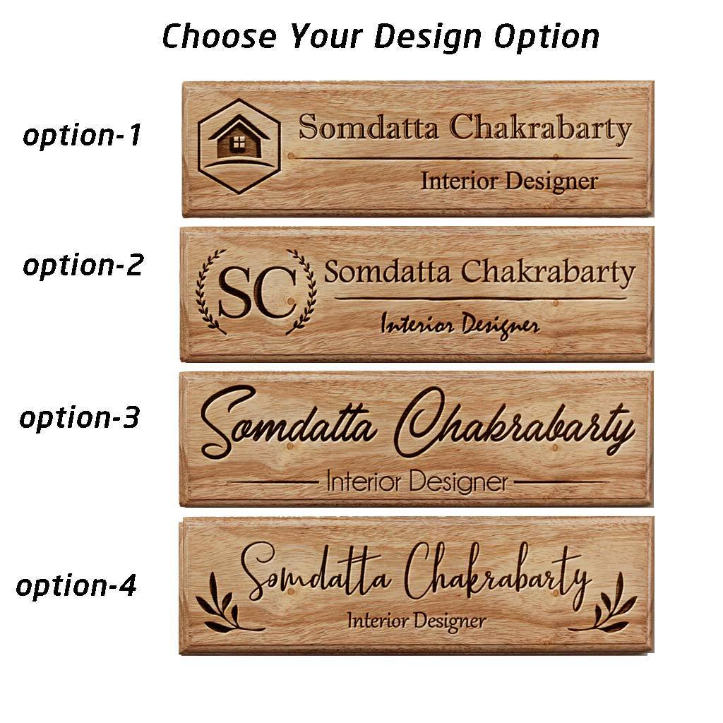 Custom Wooden Name Plates for Interior Decorators Desk Name Signs