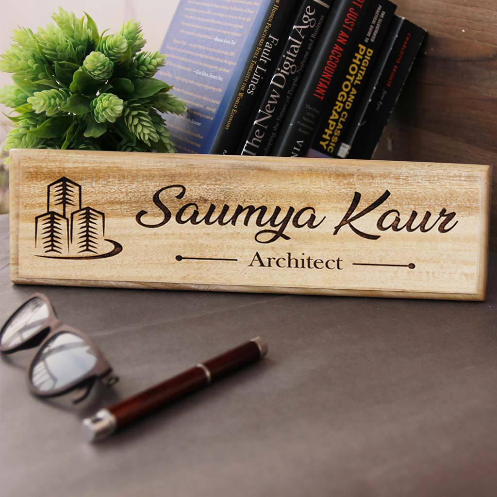 Office Desk & Door Name Plates for Architects - Personalized Name Signs For Architects by Woodgeek Store