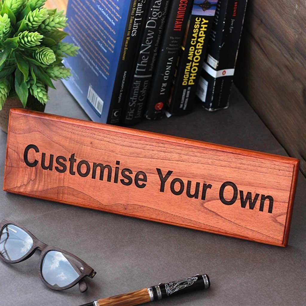 Custom Made Mahogany Wooden Nameplate by Woodgeek Store - Customize Your Own Wooden Sign