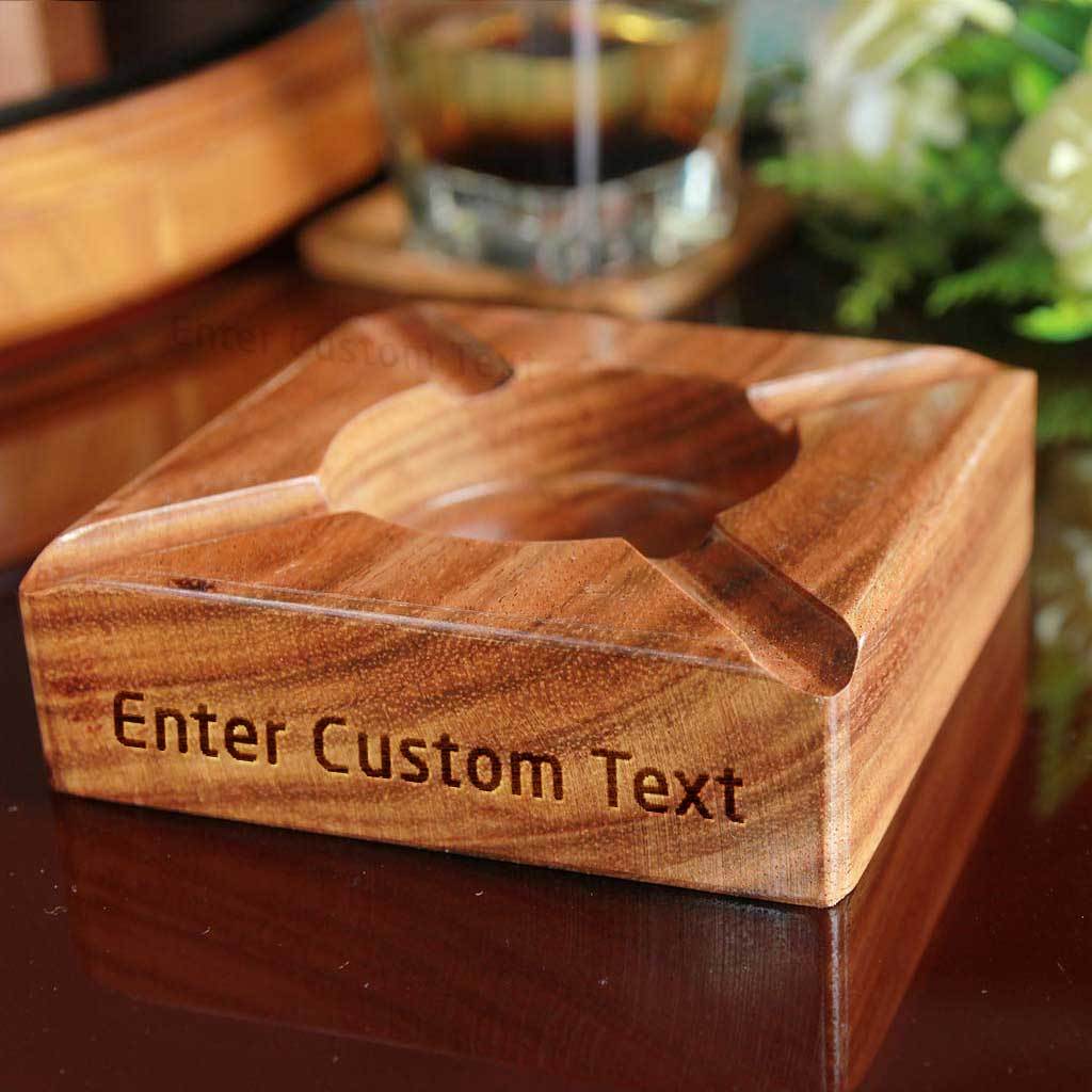 Personalized Dark Wood Ashtray