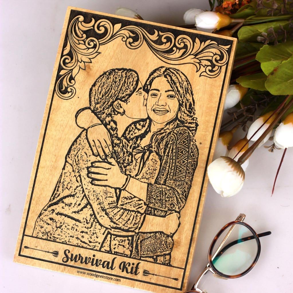 Customized Wooden Photo Frame For Sisters - This Custom Wood Wall Art With Photo in Beech Wood Makes A Perfect Gift For Sisters Or Friends - Buy More Personalized Friendship Day Gifts Online From The Woodgeek Store